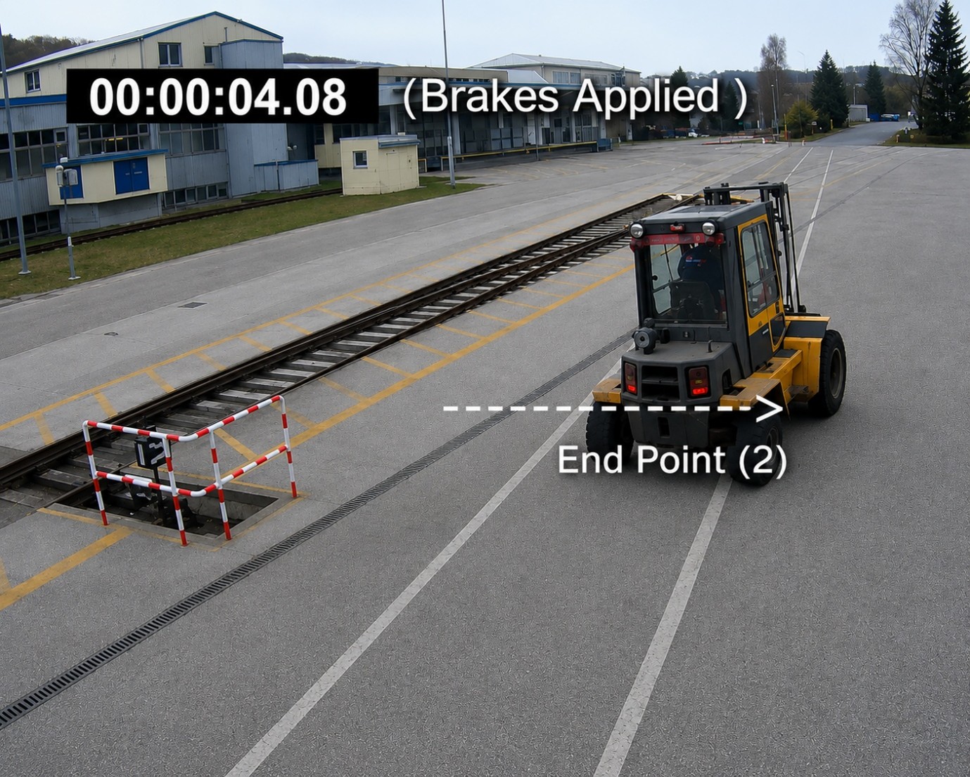 Timing information extracted from CCTV footage was used to identify the breaking point and reconstruct the forklift truck's movements. Timing information extracted from CCTV footage was used to identify the breaking point and reconstruct the forklift truck's movements.