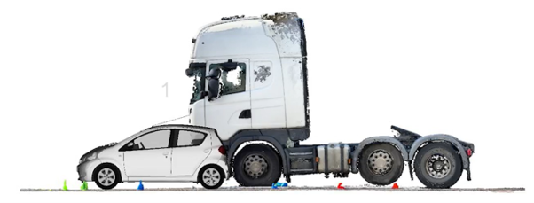 3D digital model to show the position of the vehicles at the time of the collision 3D digital model to show the position of the vehicles at the time of the collision